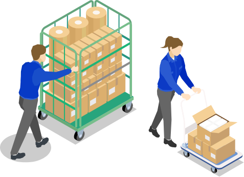主な積み荷は食品トレイなどの軽貨物